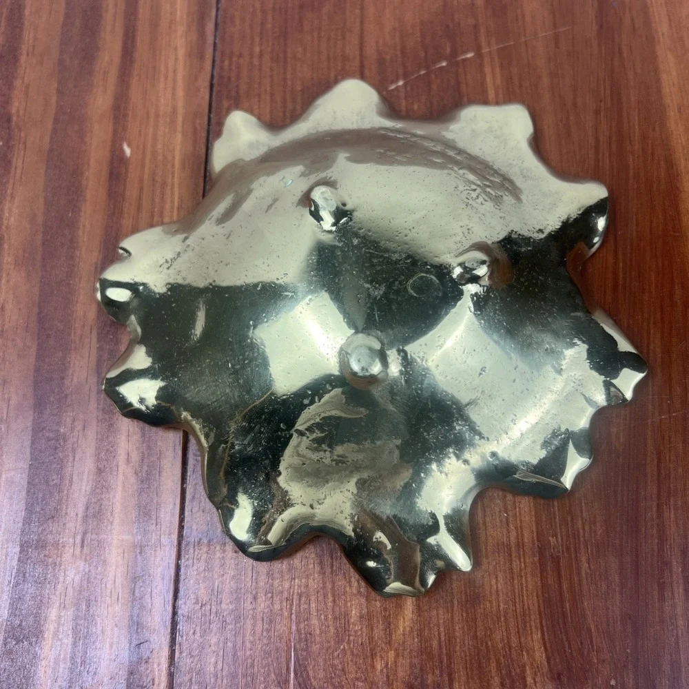 Vintage Virginia Metal Crafters May Apple Leaf Brass Dish Bowl Heavy Dated 1948